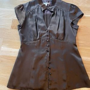Nanette Lepore Brown Silk Charmeuse Blouse size 4